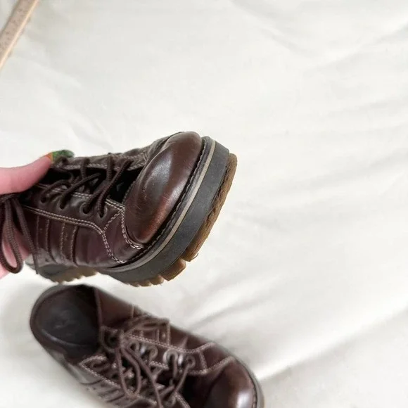 90s brown genuine leather chunky lace up shoes size 10 - Picture 5 of 5